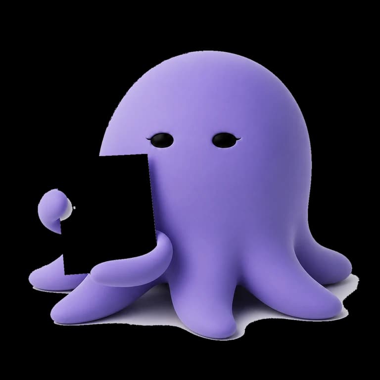 Octo holding a single page up beside them with one arm, turned toward the viewer