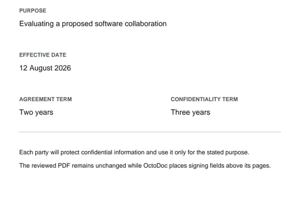 The magnified document region names the purpose, effective date, and two separate time periods.