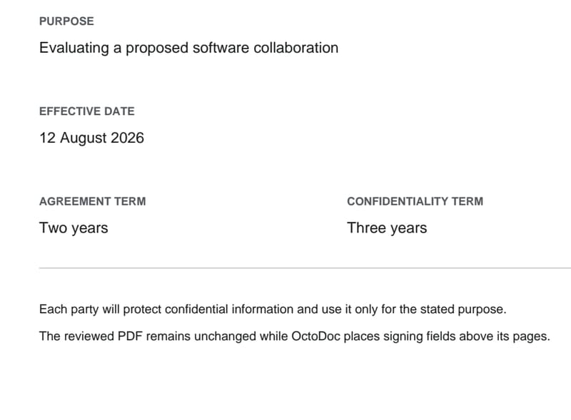 The magnified document region names the purpose, effective date, and two separate time periods.