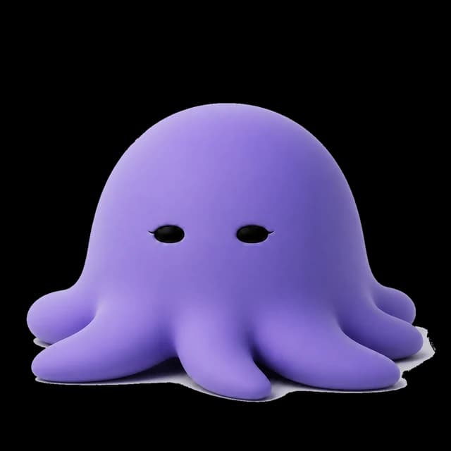 Octo resting low with their arms settled and eyes half closed